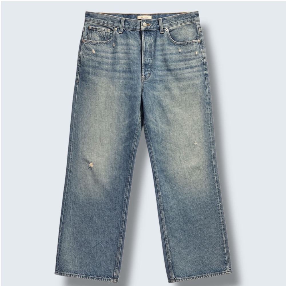 Madewell Low-Slung Baggy Jeans Size 30 Light Wash Wide Leg Distressed